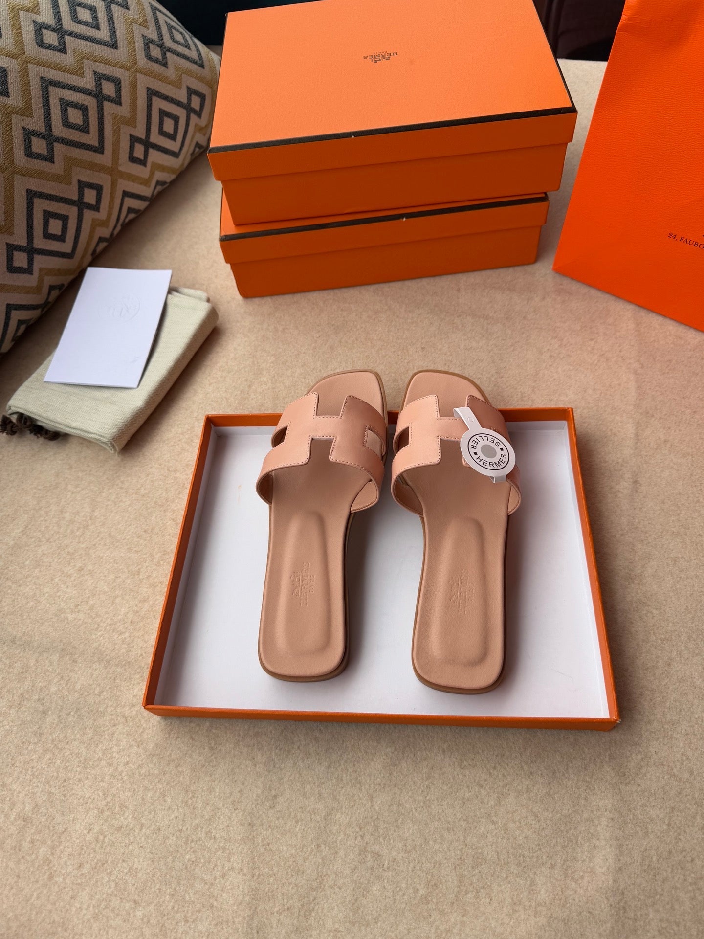 0RAN SANDALS IN PEACH PINK CALFSKIN - 图片 9