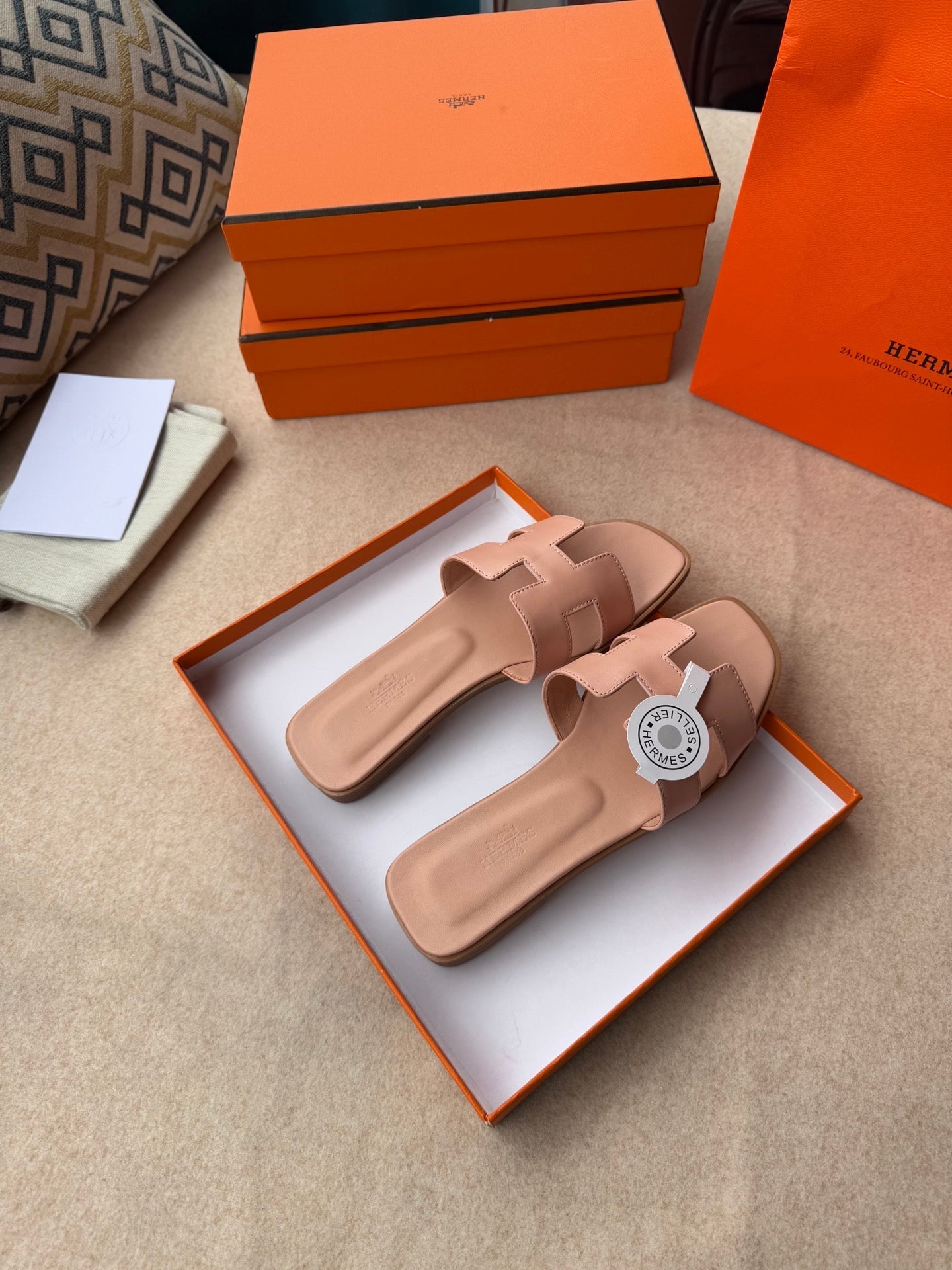 0RAN SANDALS IN PEACH PINK CALFSKIN - 图片 8