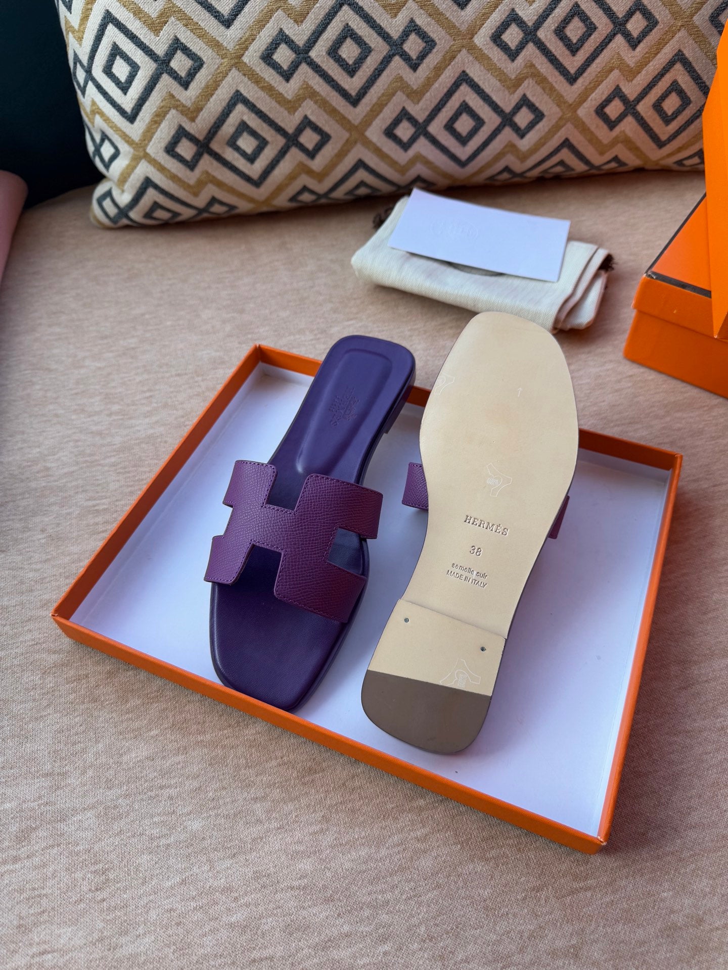 0RAN SANDALS IN ROYAL PURPLE CALFSKIN - 图片 6