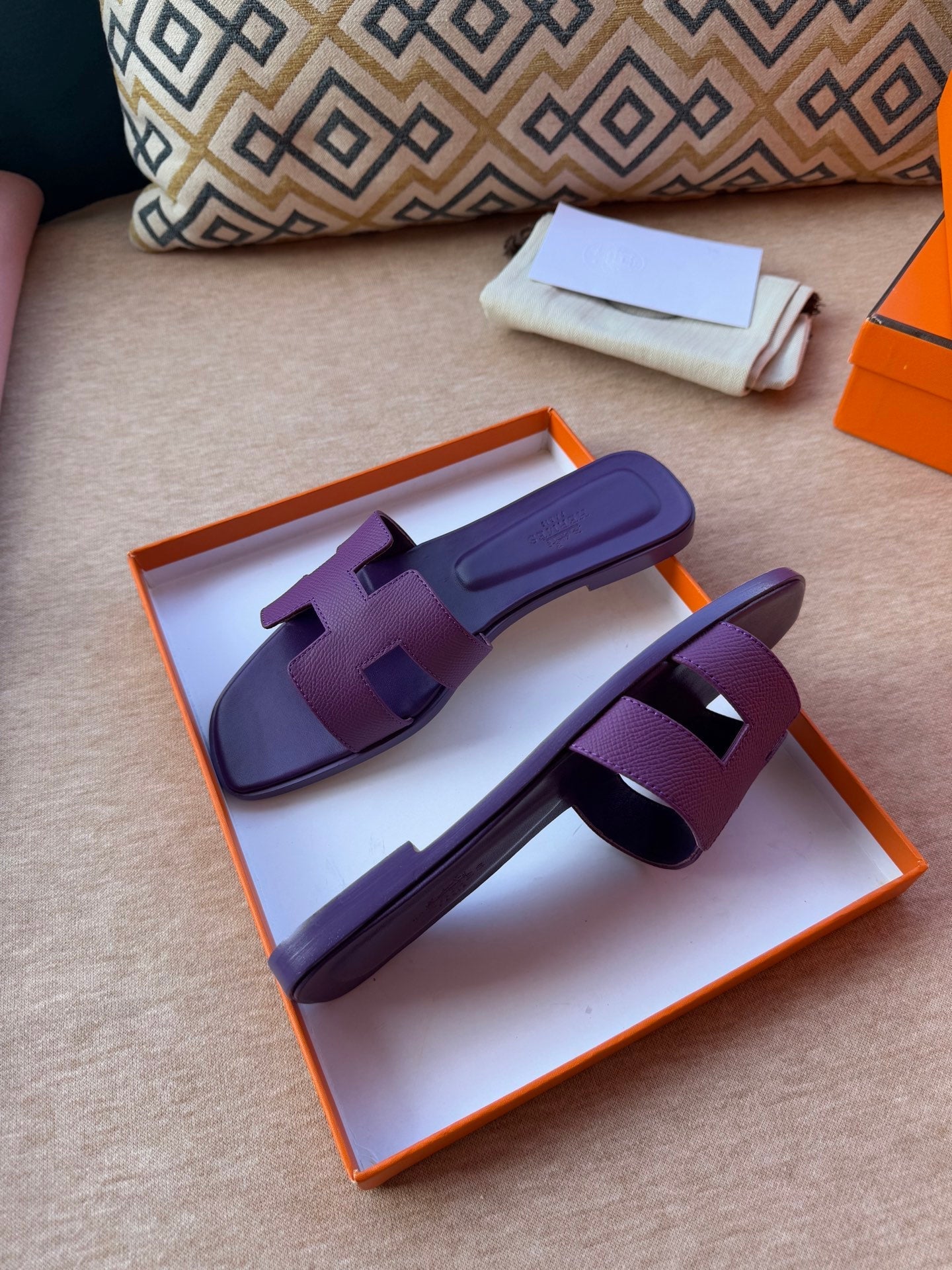 0RAN SANDALS IN ROYAL PURPLE CALFSKIN - 图片 5