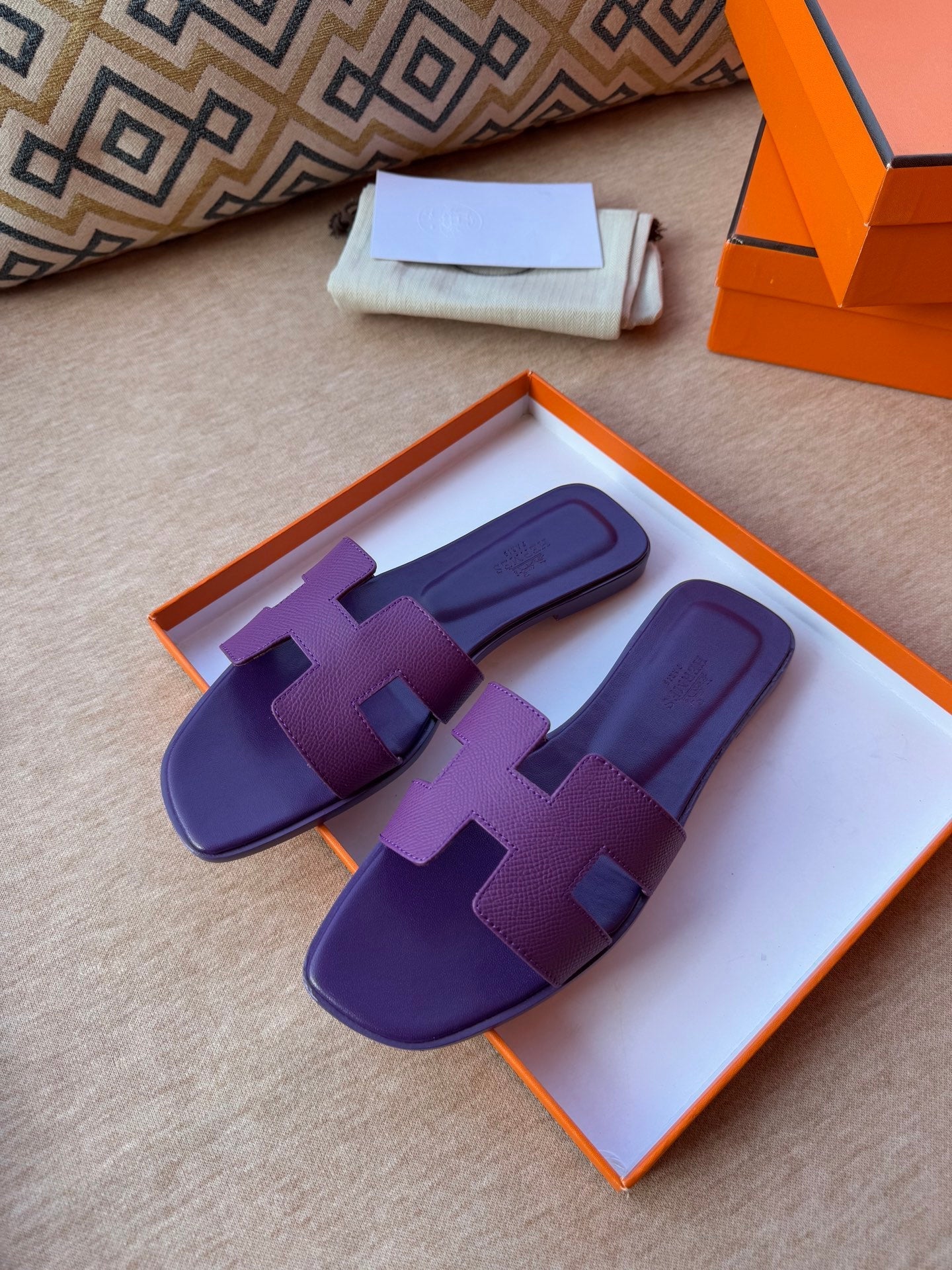 0RAN SANDALS IN ROYAL PURPLE CALFSKIN - 图片 2