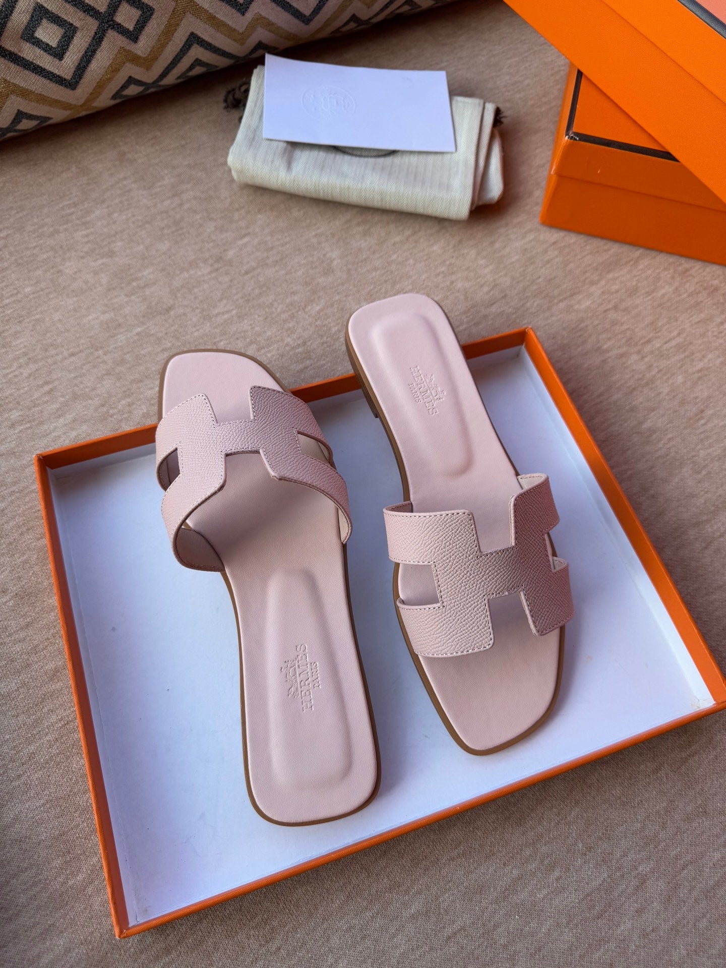 0RAN SANDALS IN PASTEL PINK CALFSKIN - 图片 8