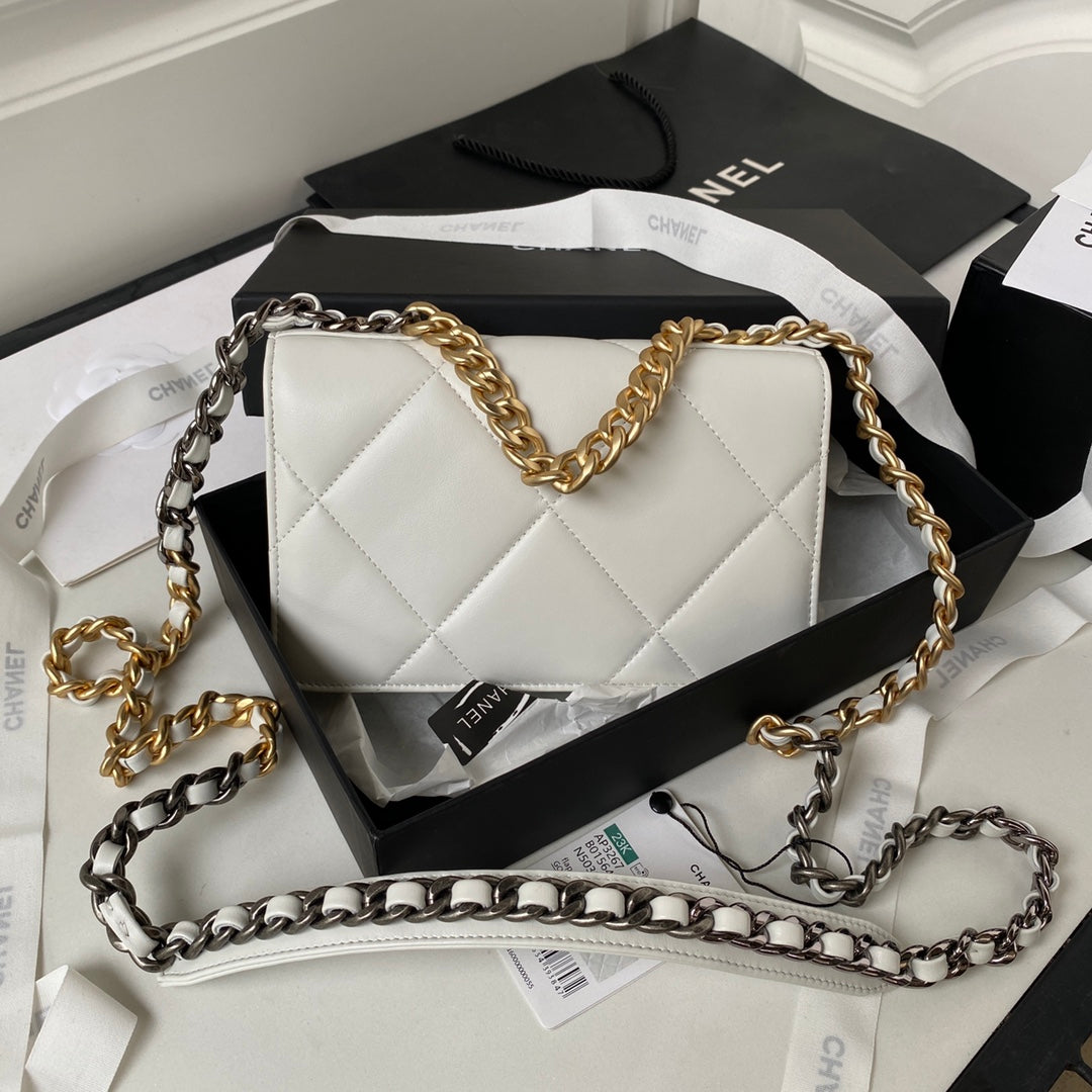 19 WOC 19CM WHITE LAMBSKIN GOLD HARDWARE - 图片 2