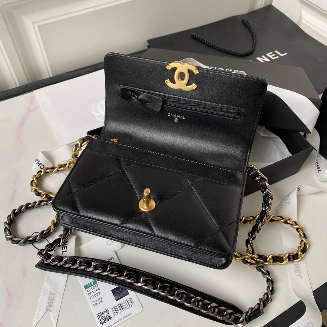 19 WOC 19CM BLACK LAMBSKIN GOLD HARDWARE - 图片 3