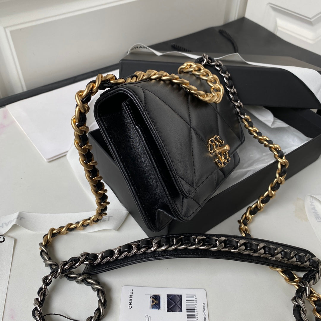 19 WOC 19CM BLACK LAMBSKIN GOLD HARDWARE - 图片 2