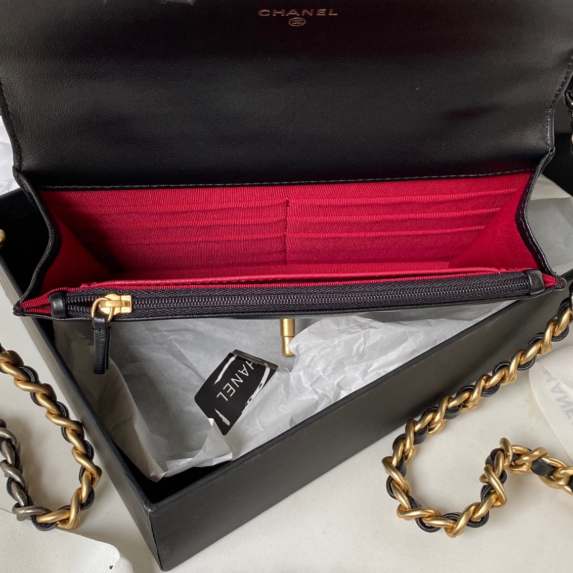 19 WOC 19CM BLACK LAMBSKIN GOLD HARDWARE - 图片 4