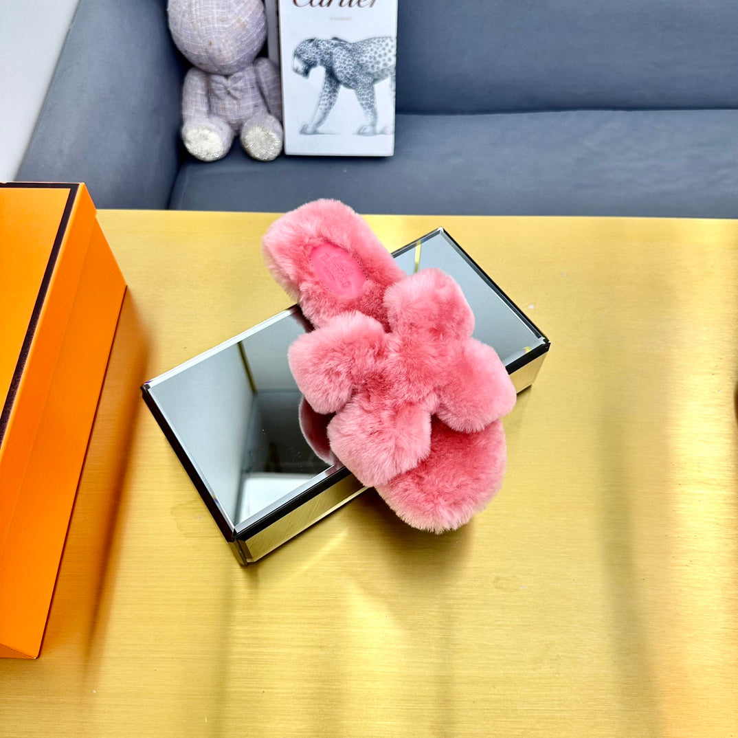 0RAN SHEARLING SANDALS DARK PINK - 图片 4