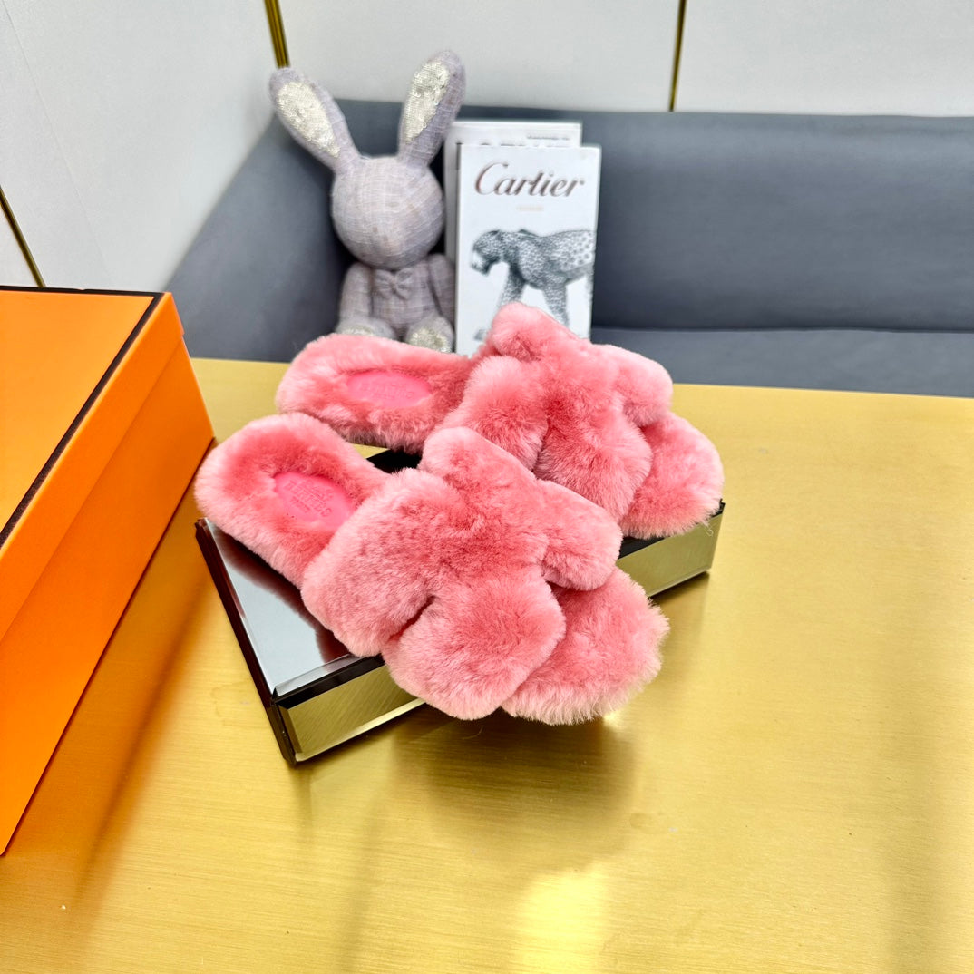 0RAN SHEARLING SANDALS DARK PINK - 图片 7