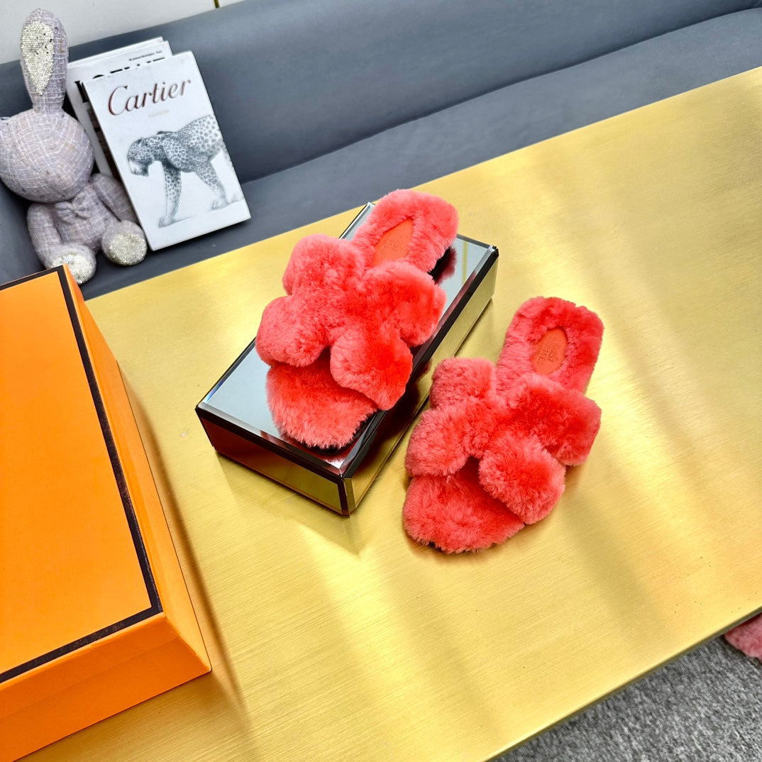 0RAN SHEARLING SANDALS RED PINK - 图片 4