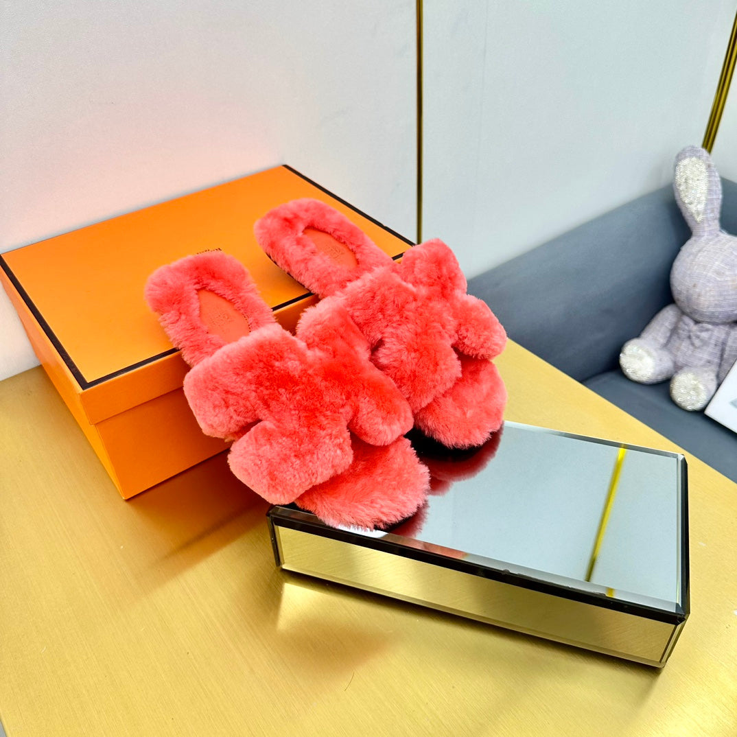 0RAN SHEARLING SANDALS RED PINK - 图片 3
