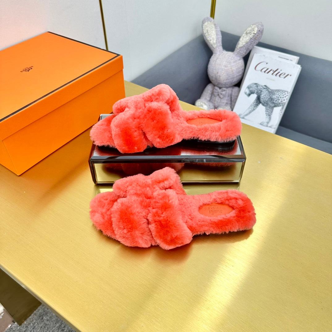 0RAN SHEARLING SANDALS RED PINK - 图片 6