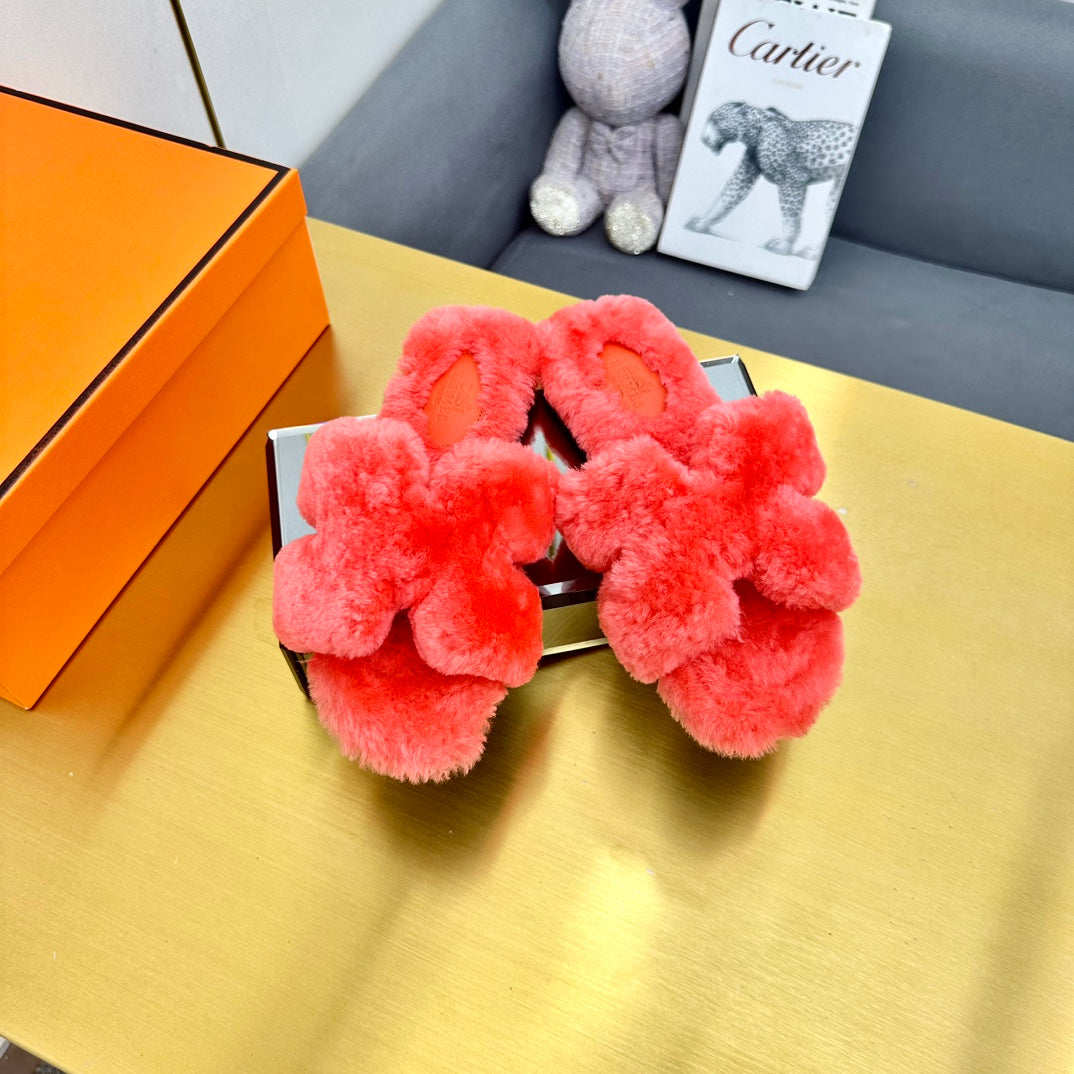 0RAN SHEARLING SANDALS RED PINK - 图片 5