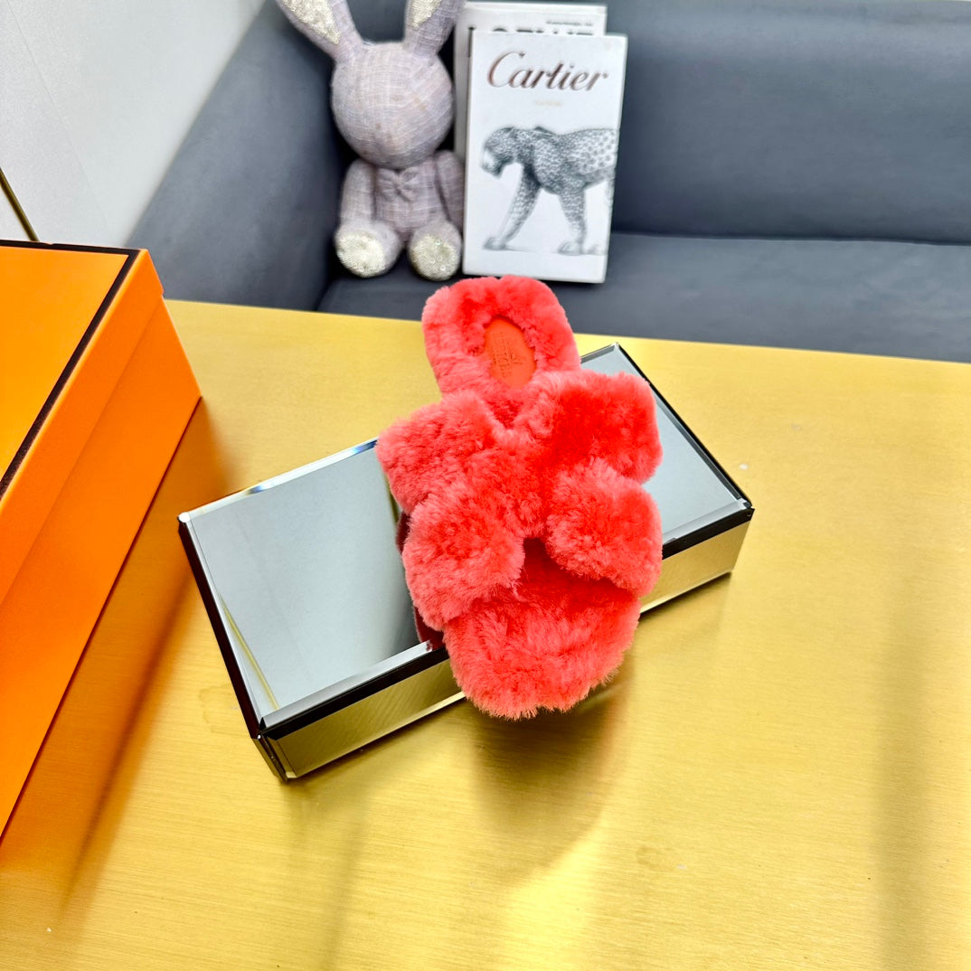 0RAN SHEARLING SANDALS RED PINK - 图片 7