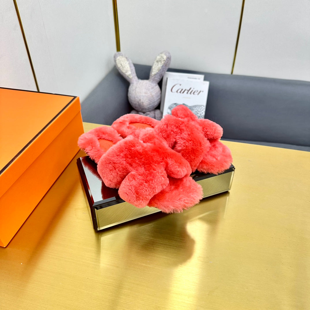 0RAN SHEARLING SANDALS RED PINK - 图片 2