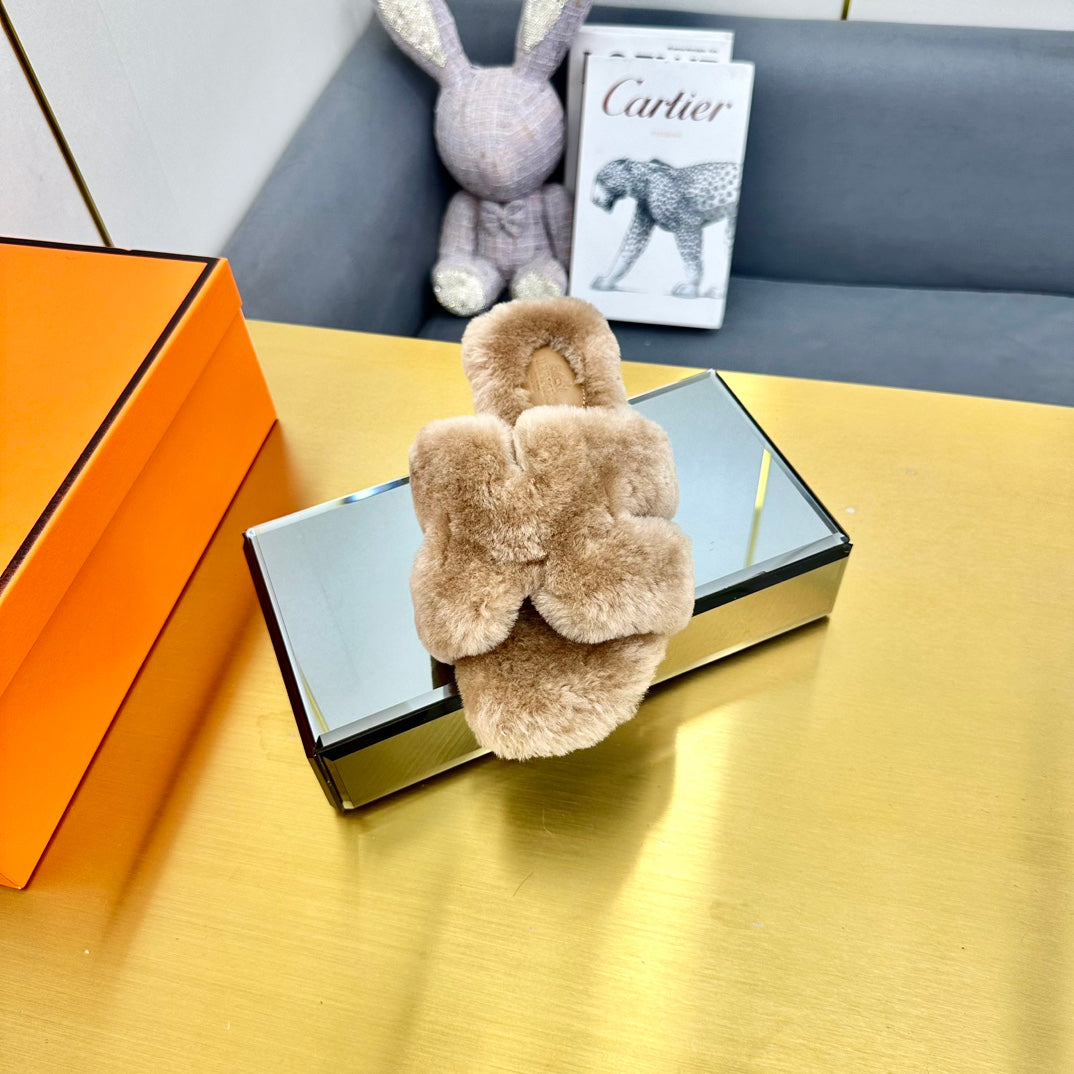 0RAN SHEARLING SANDALS LIGHT BROWN - 图片 7