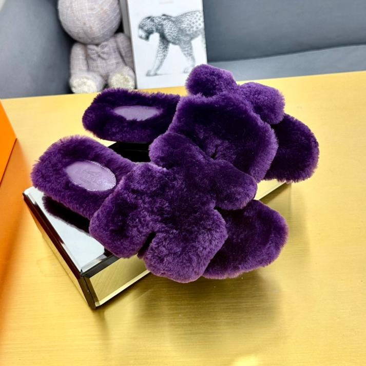 0RAN SHEARLING SANDALS PLUM PURPLE - 图片 2