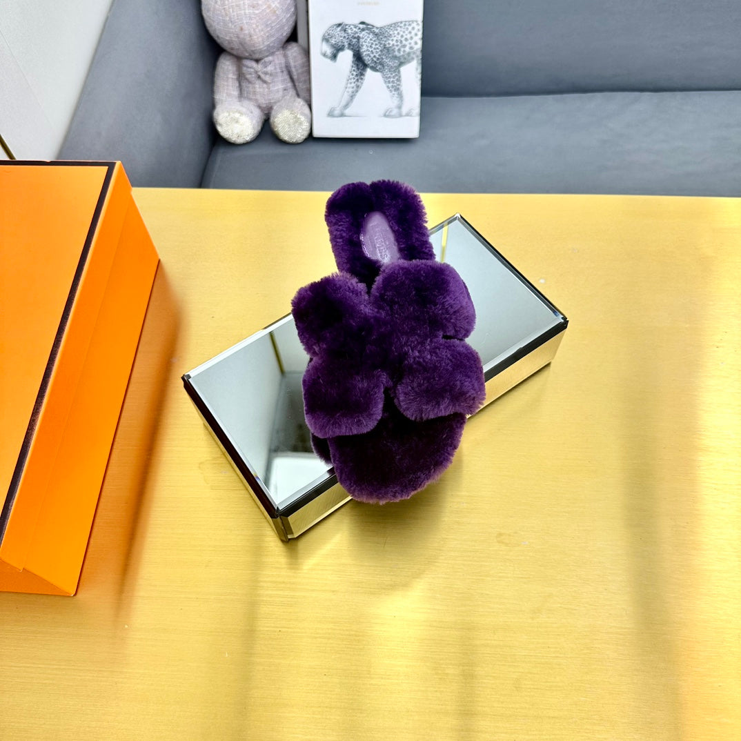 0RAN SHEARLING SANDALS PLUM PURPLE - 图片 7