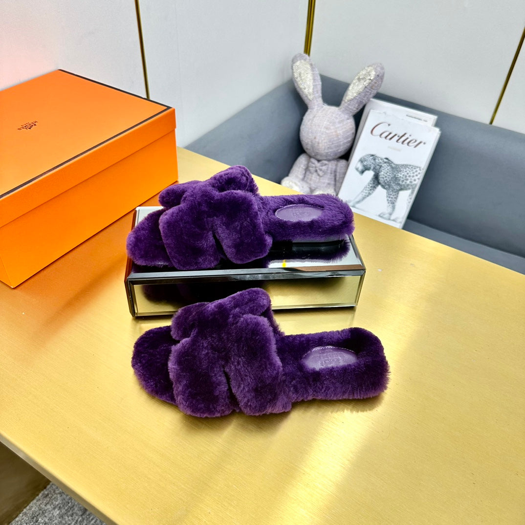 0RAN SHEARLING SANDALS PLUM PURPLE - 图片 6