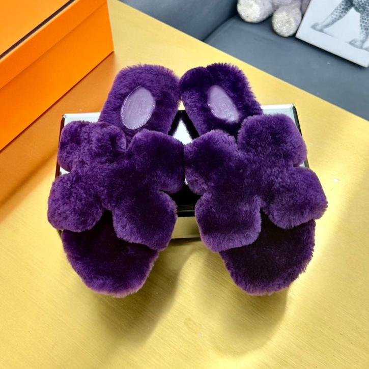 0RAN SHEARLING SANDALS PLUM PURPLE - 图片 3