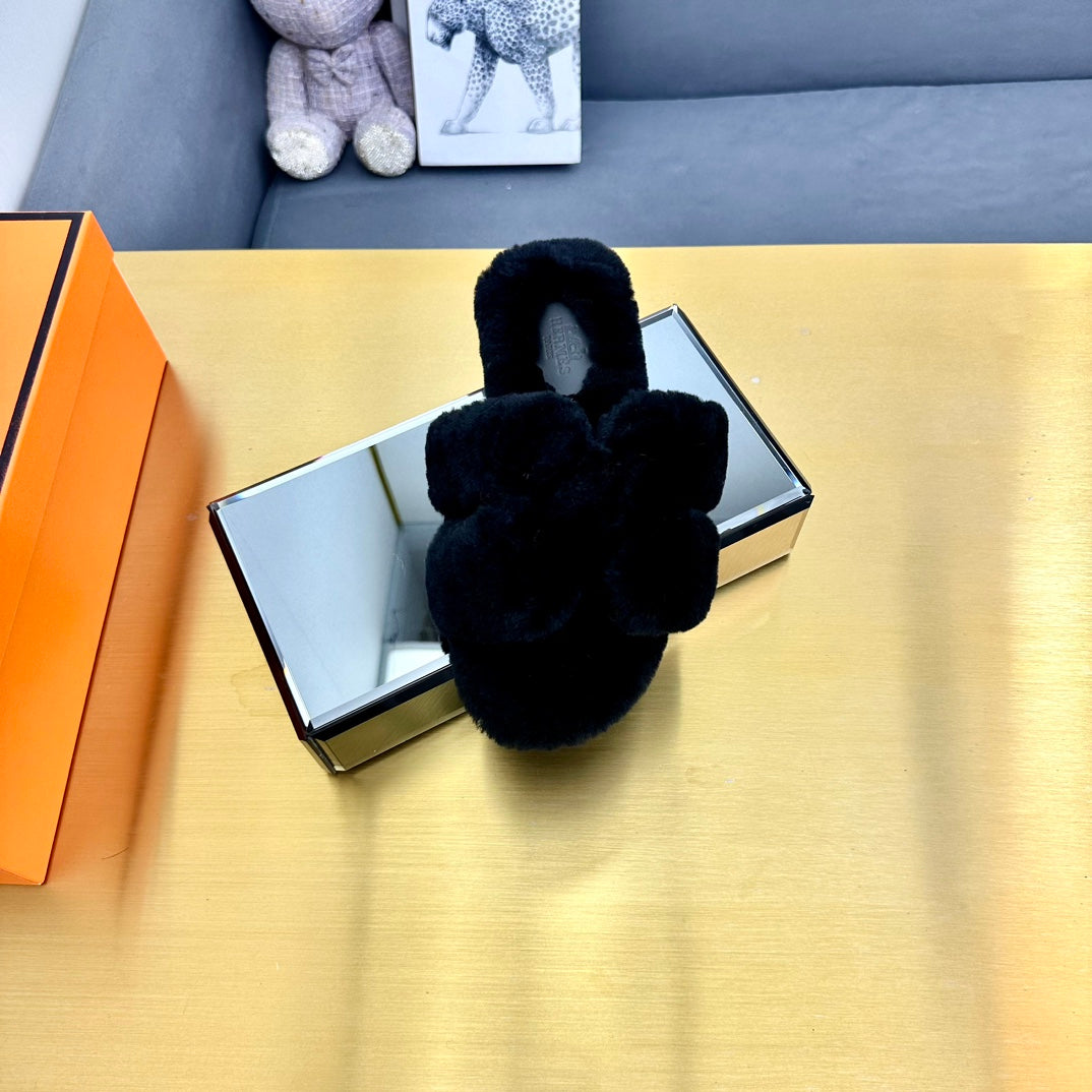 0RAN SHEARLING SANDALS BLACK - 图片 7