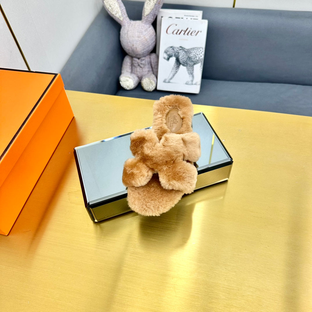 0RAN SHEARLING SANDALS PERU BROWN - 图片 7