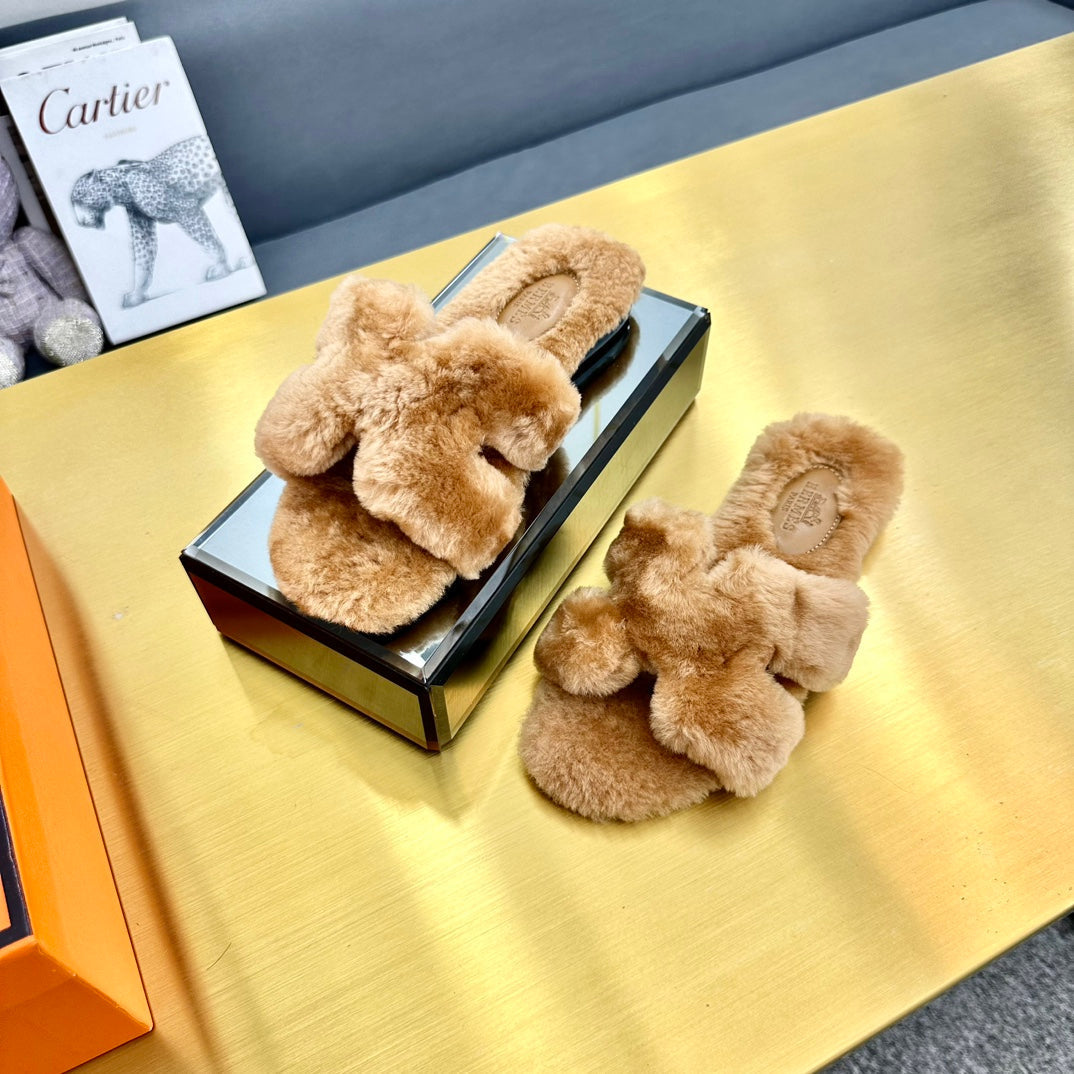 0RAN SHEARLING SANDALS PERU BROWN - 图片 4