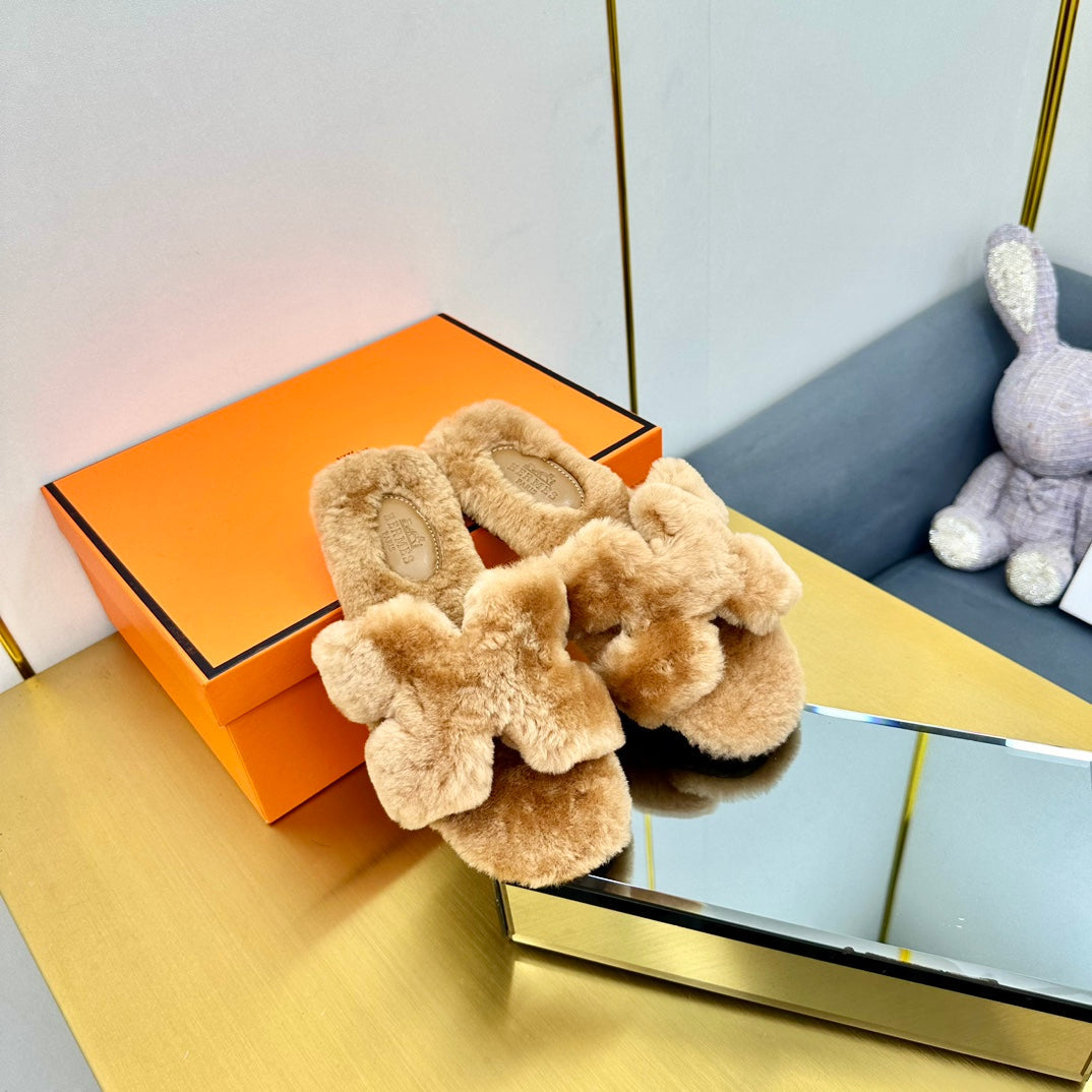 0RAN SHEARLING SANDALS PERU BROWN - 图片 2