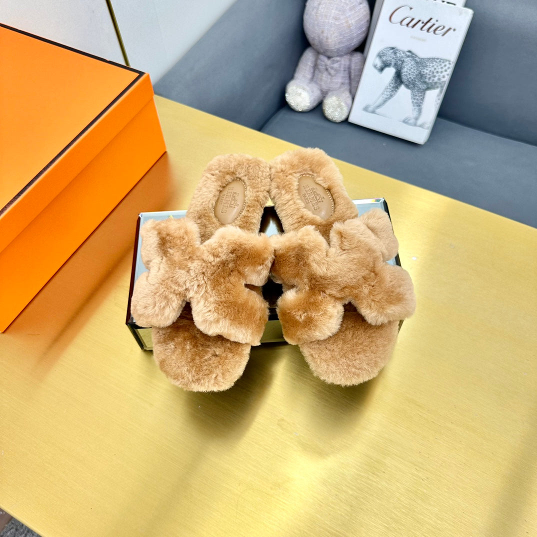 0RAN SHEARLING SANDALS PERU BROWN - 图片 3