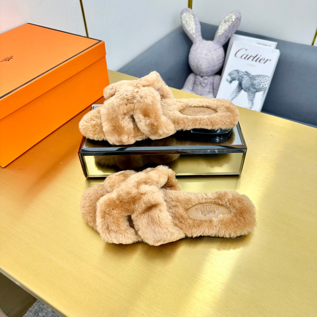 0RAN SHEARLING SANDALS PERU BROWN - 图片 5