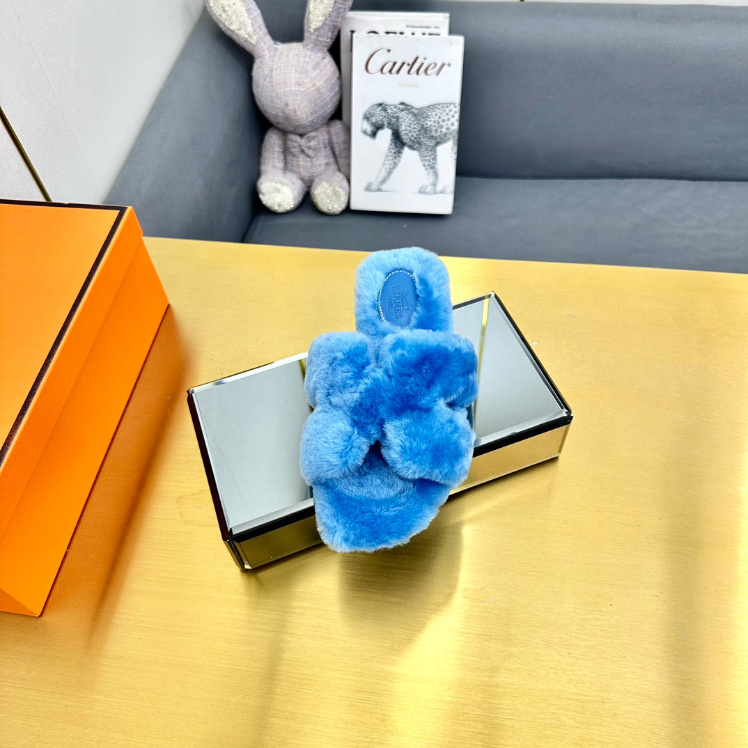 0RAN SHEARLING SANDALS OCEAN BLUE - 图片 7