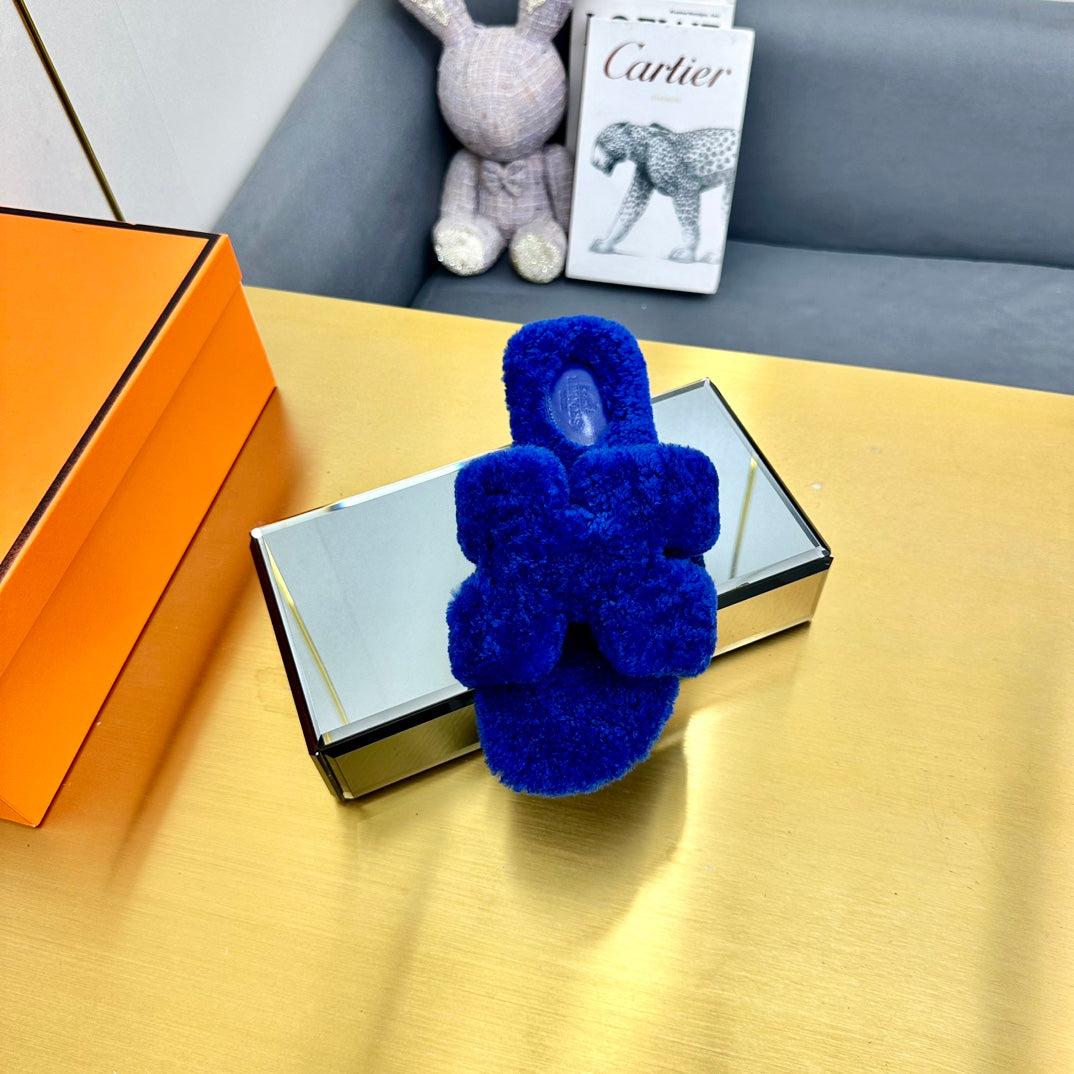 0RAN SHEARLING SANDALS INDIGO BLUE - 图片 6