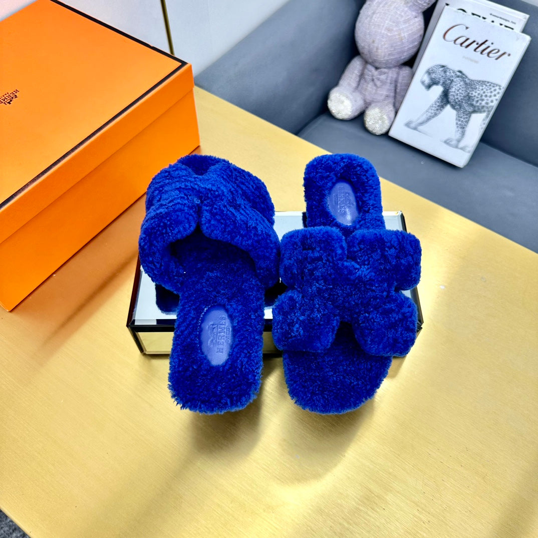 0RAN SHEARLING SANDALS INDIGO BLUE - 图片 7