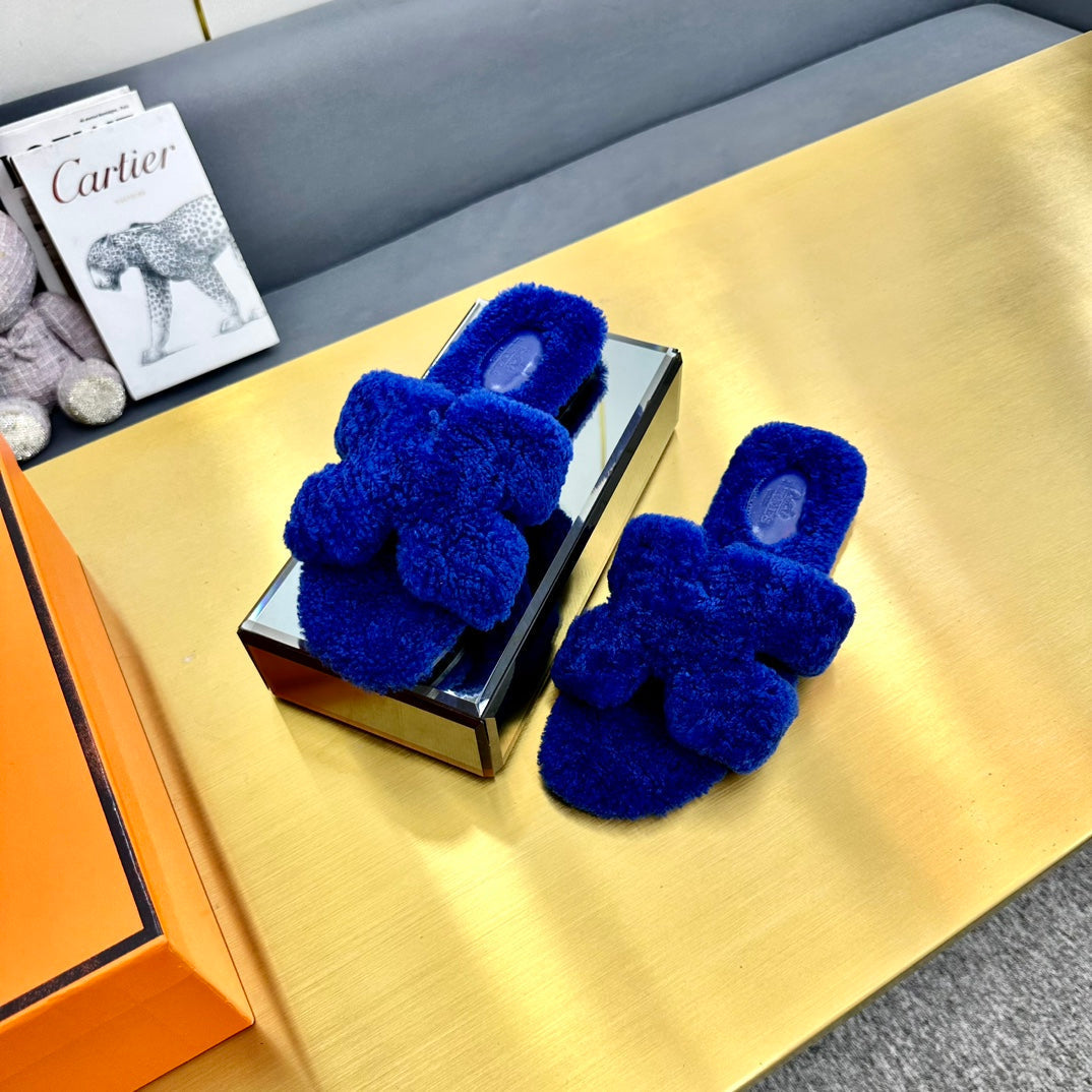 0RAN SHEARLING SANDALS INDIGO BLUE - 图片 2