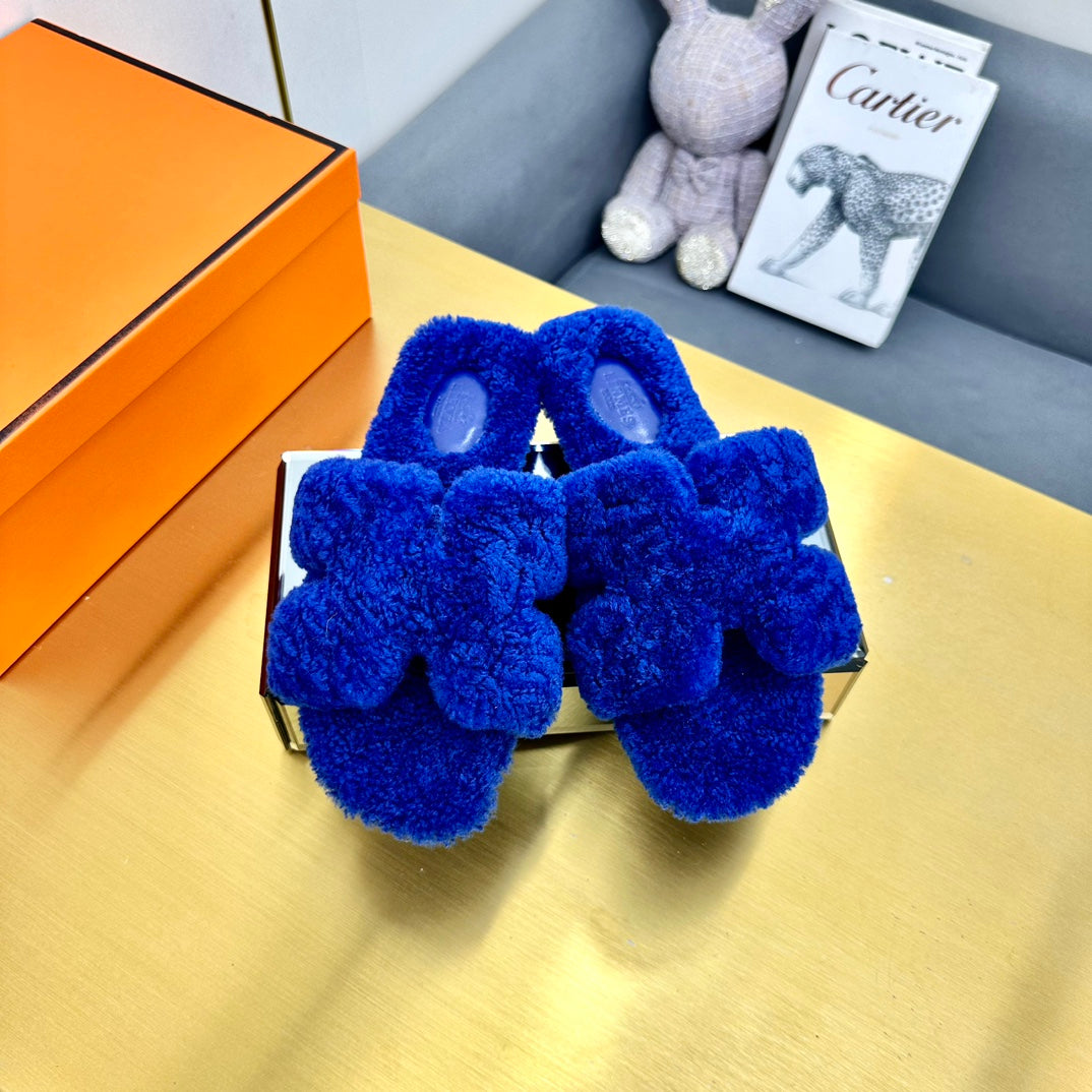 0RAN SHEARLING SANDALS INDIGO BLUE - 图片 3