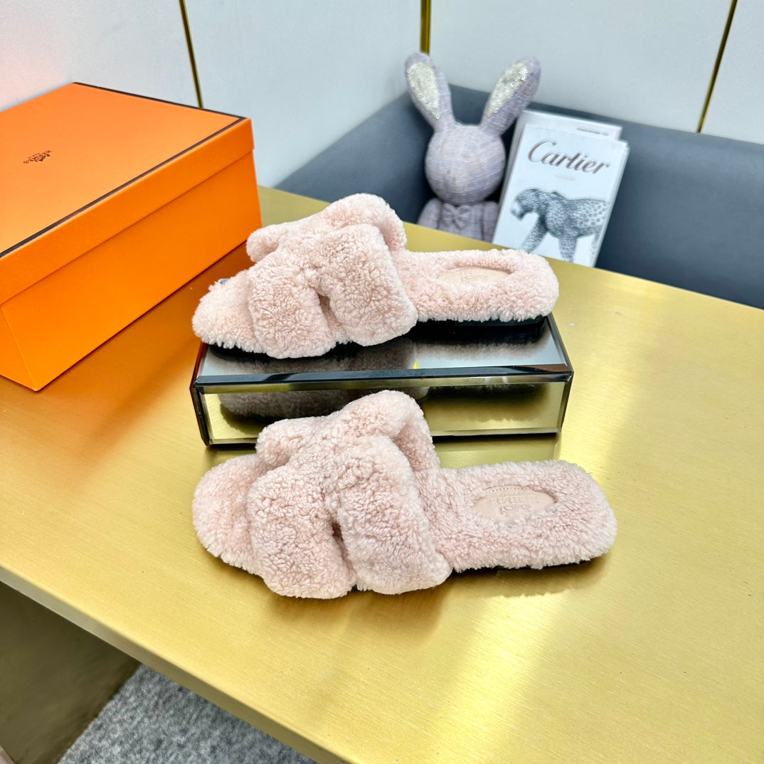 0RAN SHEARLING SANDALS LIGHT PINK - 图片 7