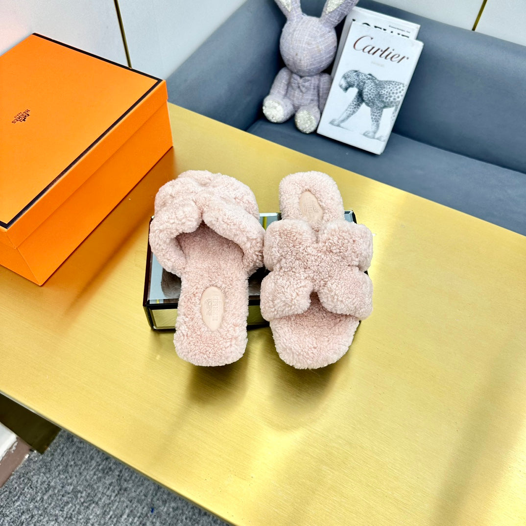0RAN SHEARLING SANDALS LIGHT PINK - 图片 5
