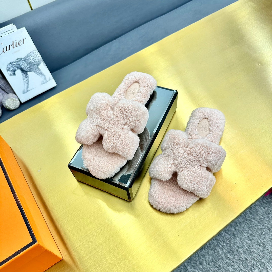 0RAN SHEARLING SANDALS LIGHT PINK - 图片 4