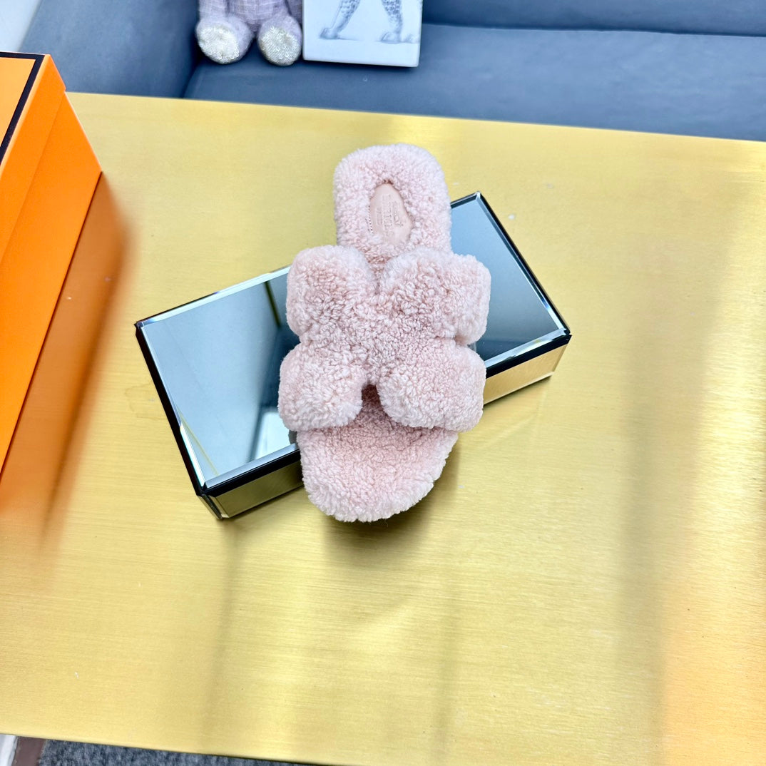 0RAN SHEARLING SANDALS LIGHT PINK - 图片 3