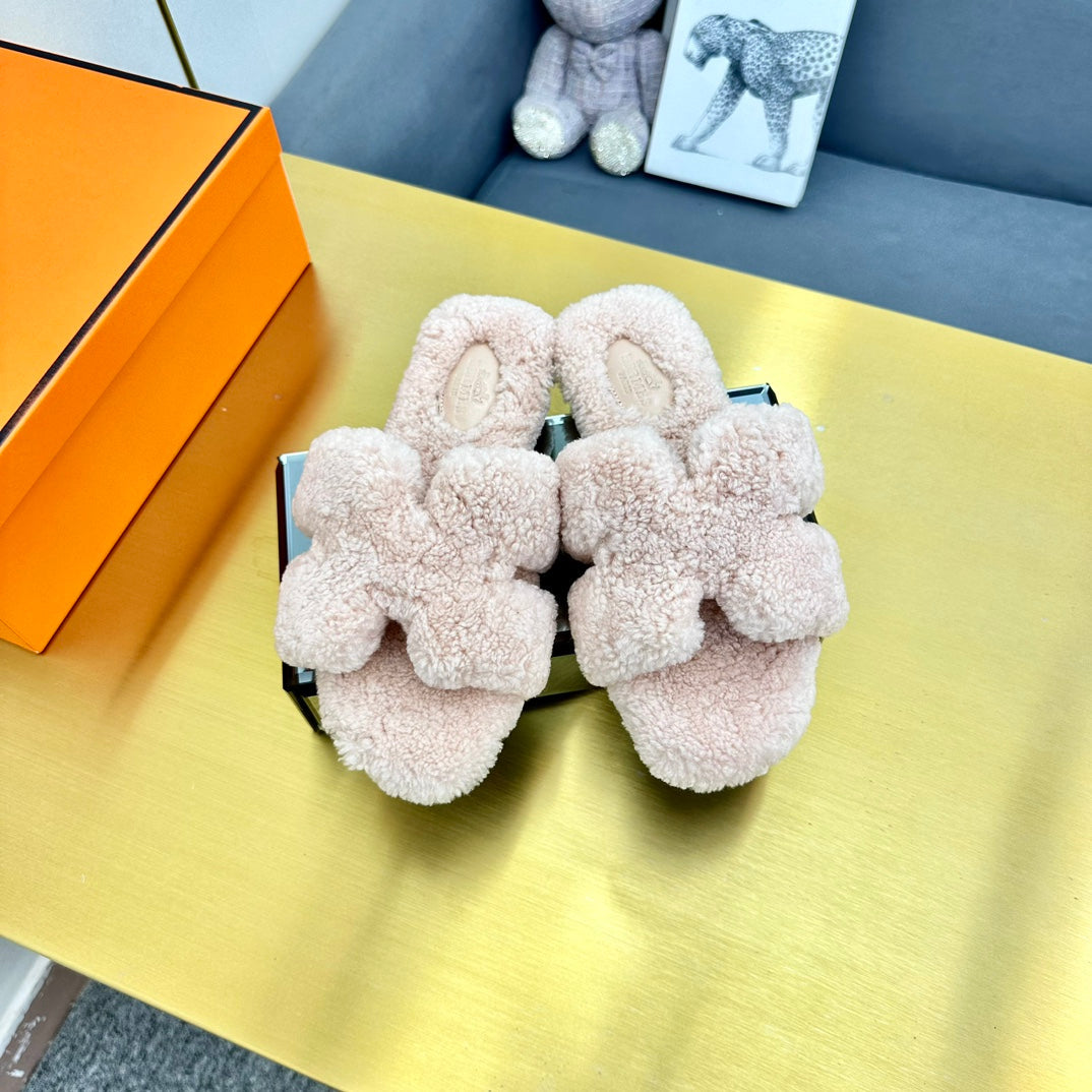 0RAN SHEARLING SANDALS LIGHT PINK - 图片 2