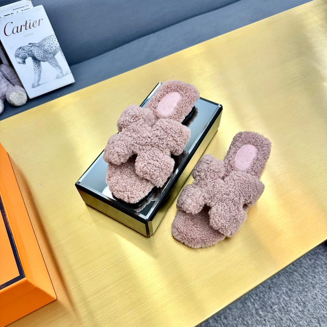 0RAN SHEARLING SANDALS DUSTY PINK - 图片 3