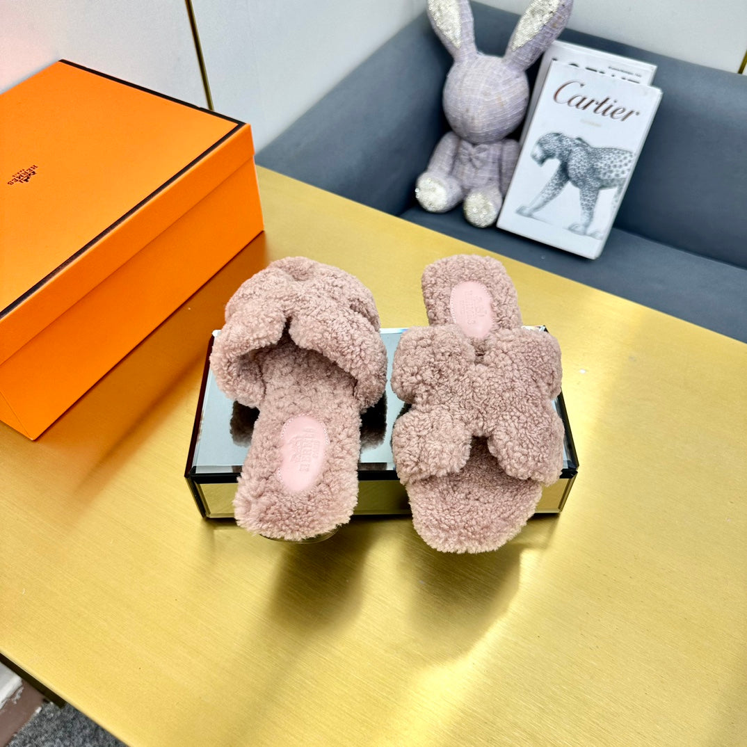 0RAN SHEARLING SANDALS DUSTY PINK - 图片 4