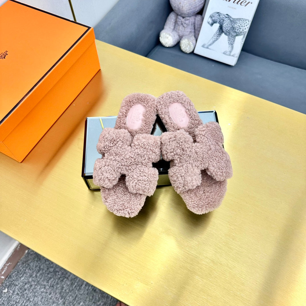 0RAN SHEARLING SANDALS DUSTY PINK - 图片 5