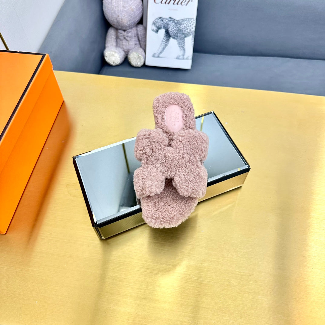 0RAN SHEARLING SANDALS DUSTY PINK - 图片 6