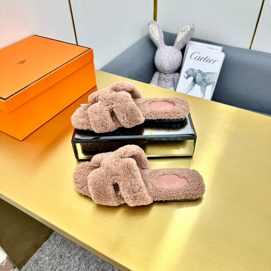 0RAN SHEARLING SANDALS ROSY BROWN - 图片 5