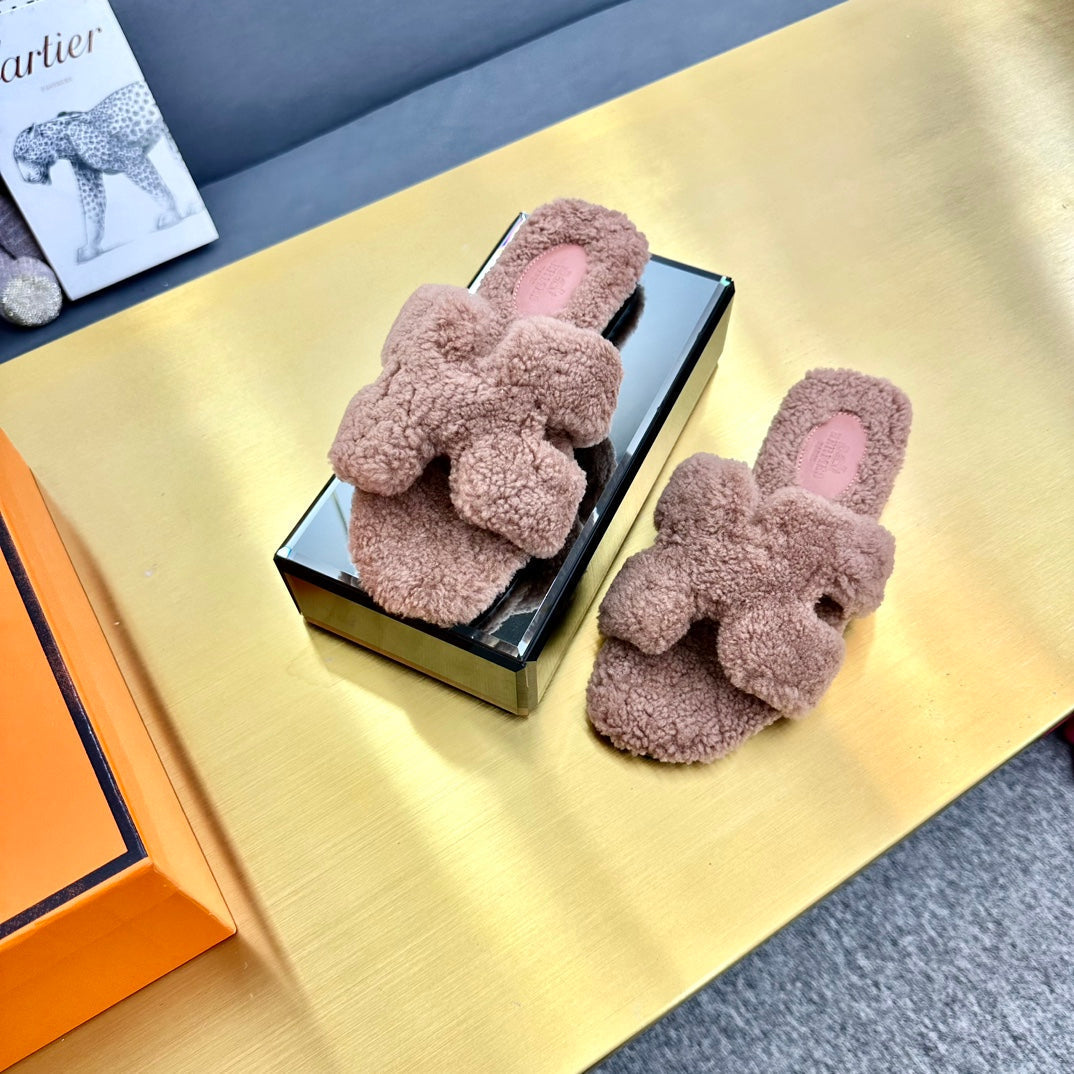 0RAN SHEARLING SANDALS ROSY BROWN - 图片 3