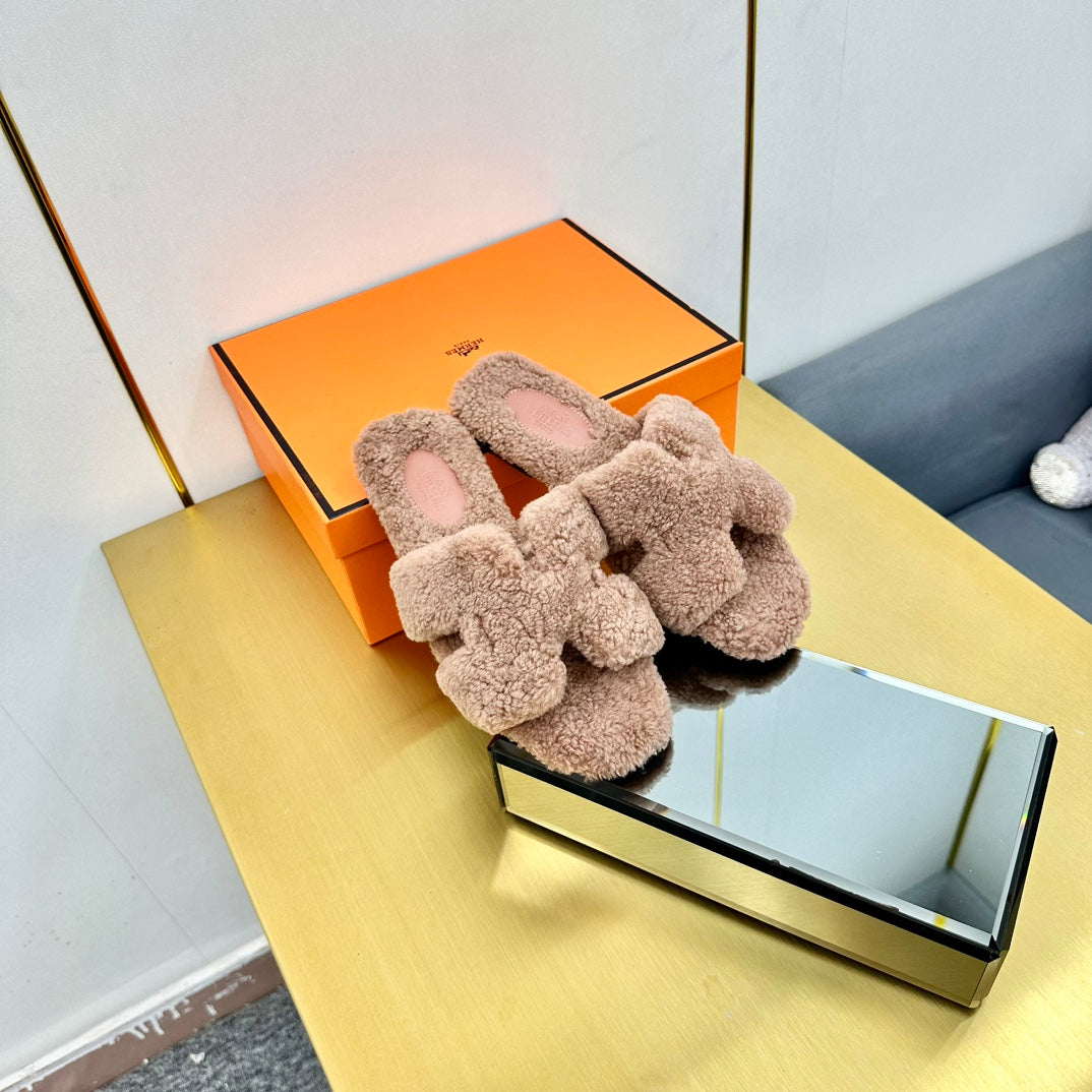 0RAN SHEARLING SANDALS ROSY BROWN - 图片 2