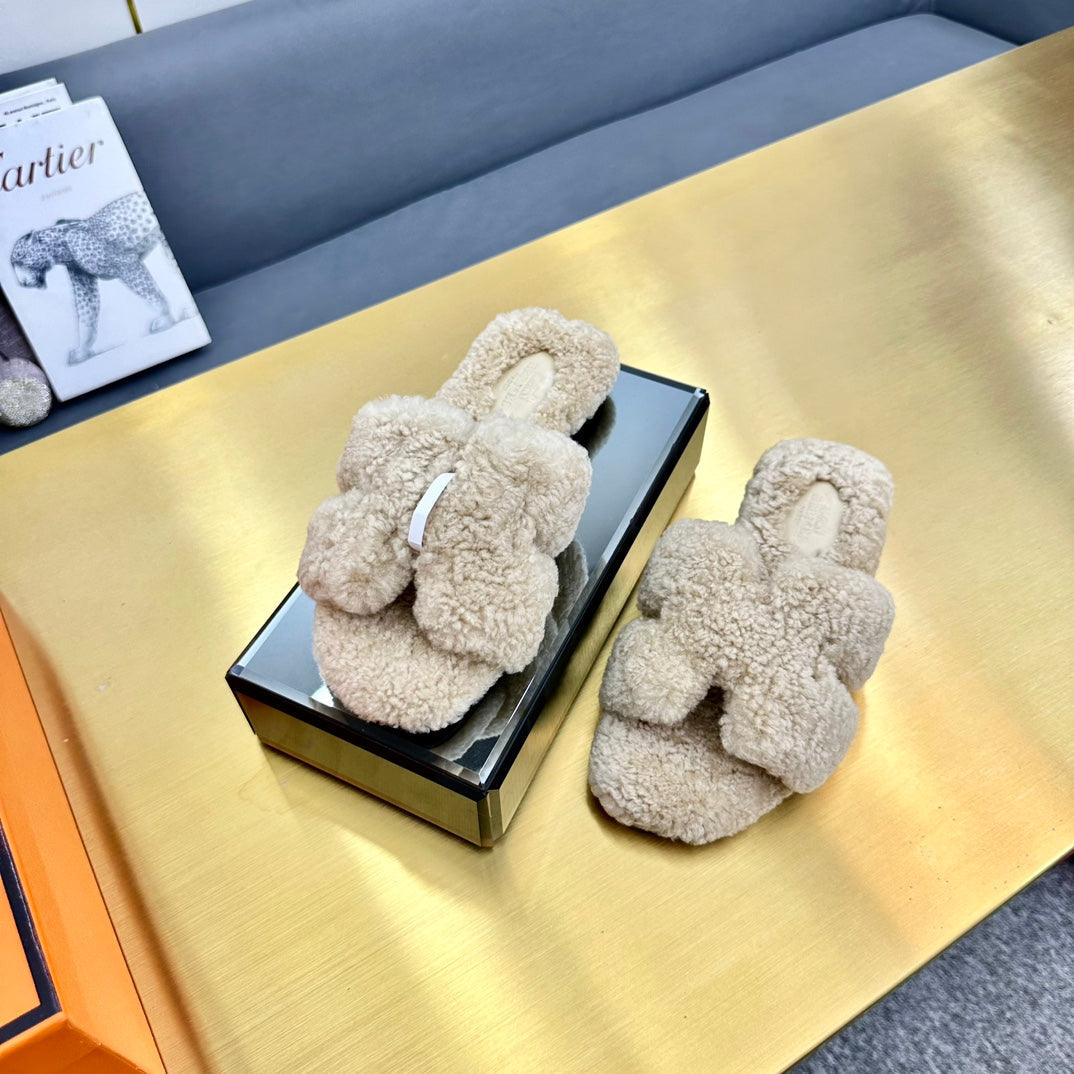 0RAN SHEARLING SANDALS ECRU TAN - 图片 5