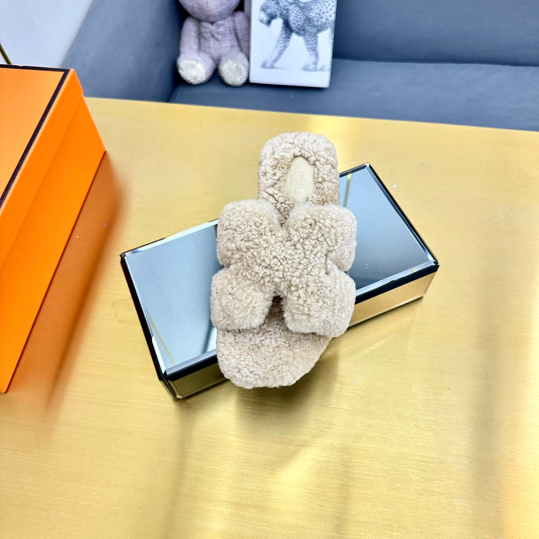 0RAN SHEARLING SANDALS ECRU TAN - 图片 4