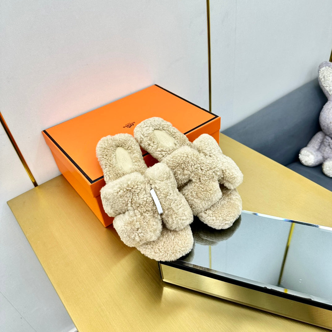 0RAN SHEARLING SANDALS ECRU TAN - 图片 2