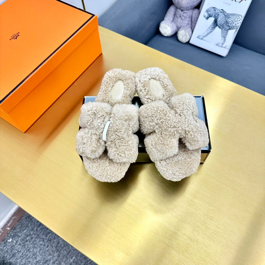 0RAN SHEARLING SANDALS ECRU TAN - 图片 3